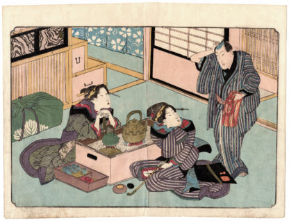 PONTE FLUTTUANTE DEL CIELO: GIOVANE CLIENTE CHE VISITA UN POSTRIBOLO (Yanagawa Shigenobu)