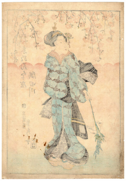 RAGAZZA DI CITTÀ E PORTAFORTUNA (Utagawa Sadahide)
