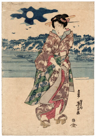 BELLEZZA E LUNA SUL FIUME SUMIDA (Keisai Eisen)