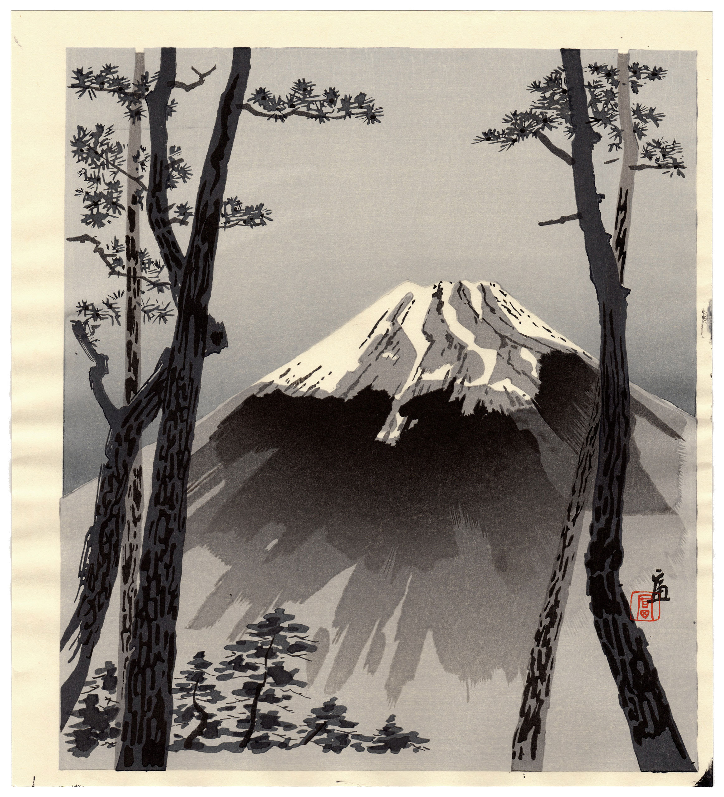 MONTE FUJI ATTRAVERSO UNA FORESTA (Tokuriki Tomikichiro)