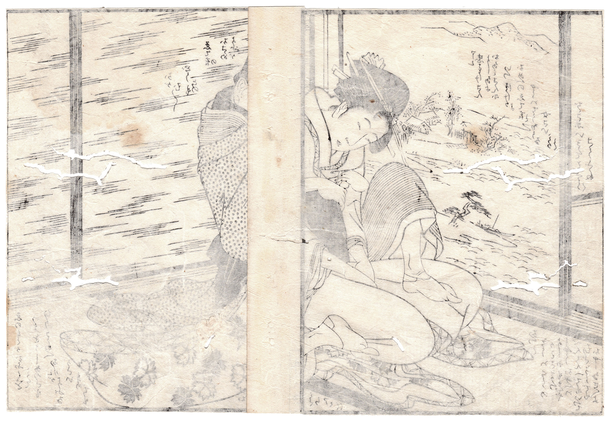 PENTOLE DA CUCINA AL SANTUARIO DI TSUKUMA: COPPIA CHE AMOREGGIA (Kitagawa Utamaro)