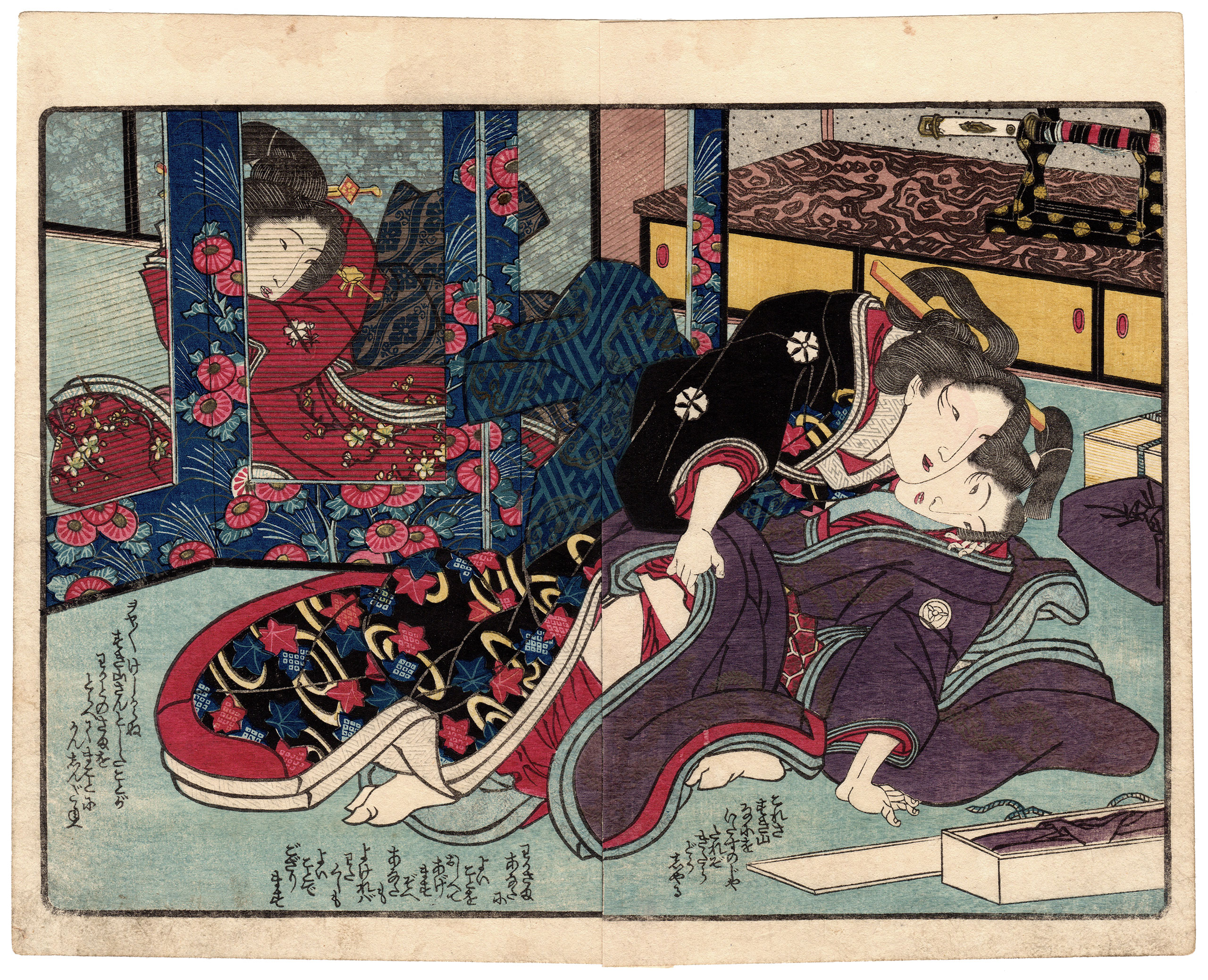 BURATTINI DEL DESIDERIO: DAMA DI CORTE CHE INSEGNA IL SESSO A UN GIOVANE SIGNORE (Keisai Eisen)